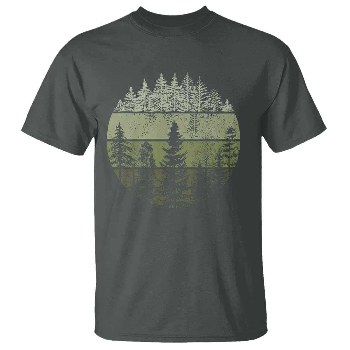 Retro Forest Trees Outdoors T Shirt - Vintage Wildlife Nature Lover Tee TS10 Dark Heather Print Your Wear