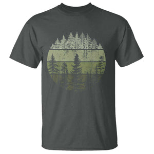 Retro Forest Trees Outdoors T Shirt - Vintage Wildlife Nature Lover Tee TS10 Dark Heather Print Your Wear