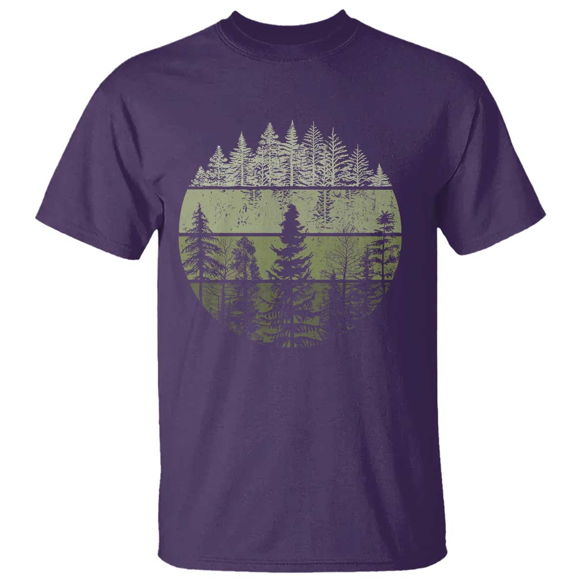 Retro Forest Trees Outdoors T Shirt - Vintage Wildlife Nature Lover Tee TS10 Purple Print Your Wear