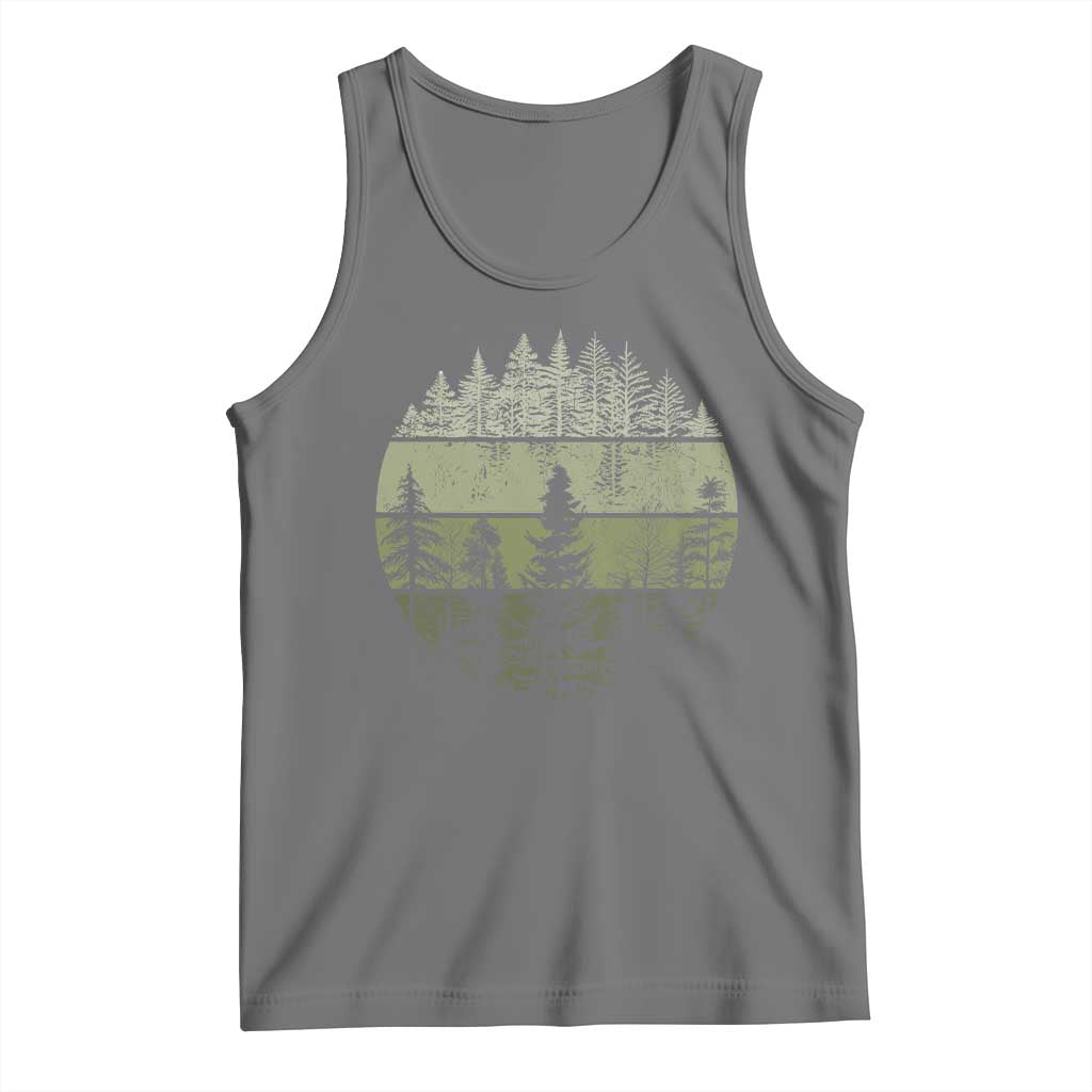 Retro Forest Trees Outdoors Nature Tank Top Vintage Wildlife TS10 Black Heather Print Your Wear