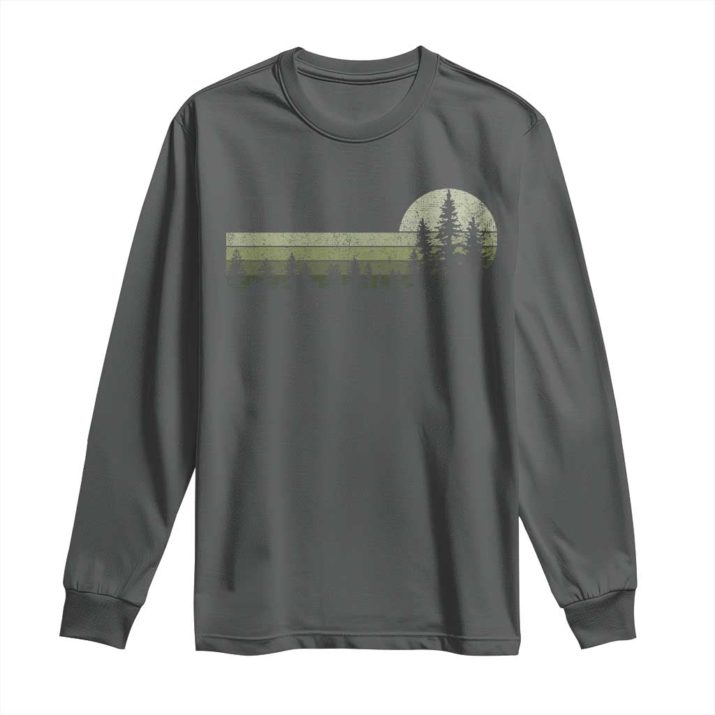 Trees Wildlife Nature Vintage Forest Long Sleeve Shirt TS10 Dark Heather Print Your Wear