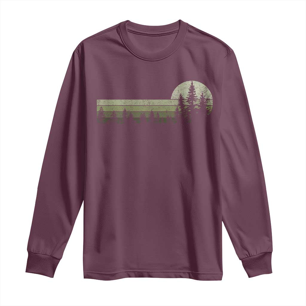 Trees Wildlife Nature Vintage Forest Long Sleeve Shirt TS10 Maroon Print Your Wear