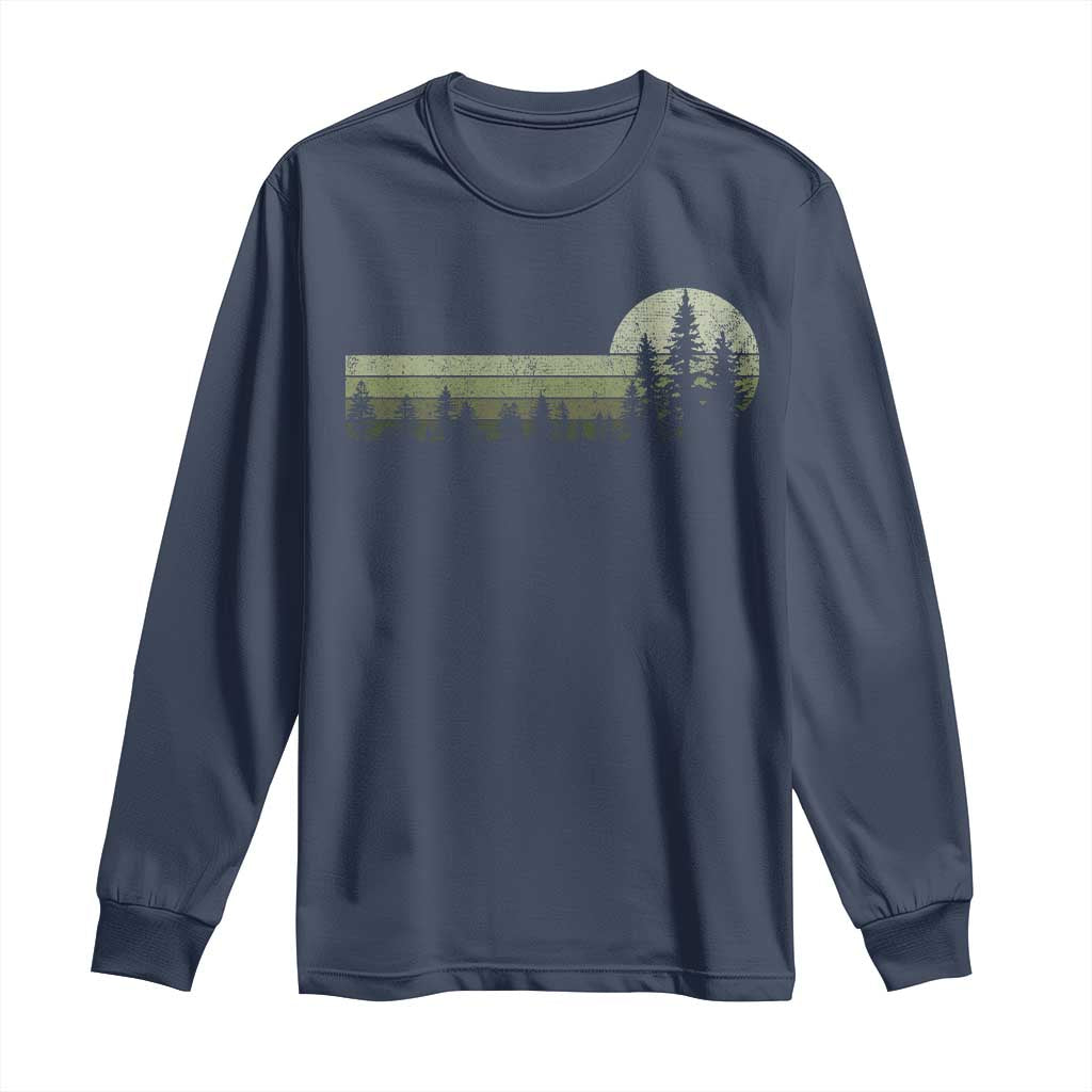 Trees Wildlife Nature Vintage Forest Long Sleeve Shirt TS10 Navy Print Your Wear