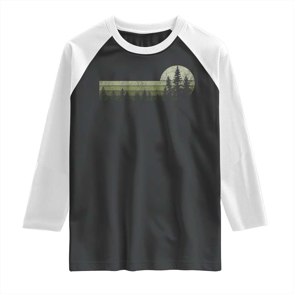 Trees Wildlife Nature Vintage Forest Raglan Shirt TS10 Black White Print Your Wear
