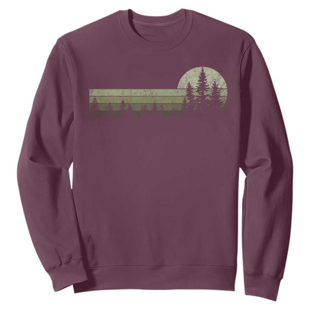 Trees Wildlife Nature Vintage Forest Sweatshirt TS10 Maroon Print Your Wear