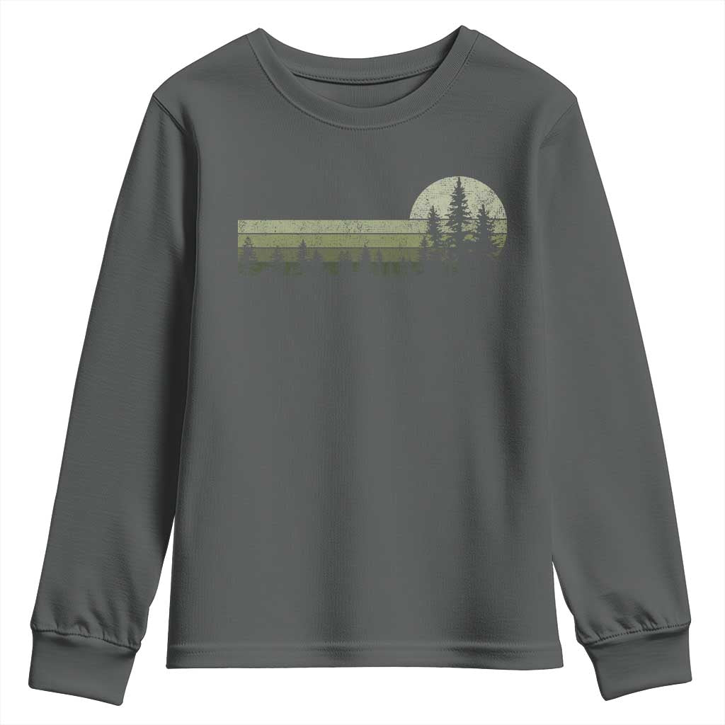 Trees Wildlife Nature Vintage Forest Youth Sweatshirt TS10 Dark Heather Print Your Wear