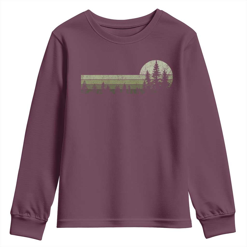 Trees Wildlife Nature Vintage Forest Youth Sweatshirt TS10 Maroon Print Your Wear