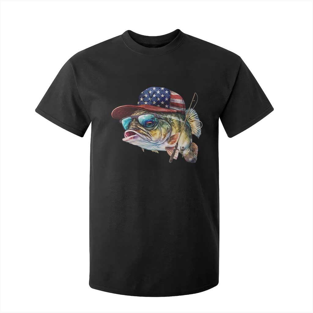 Funny Fishing American Flag T Shirt For Kid Patriotic Fisherman Family Gift TS10 Black Print Your Wear