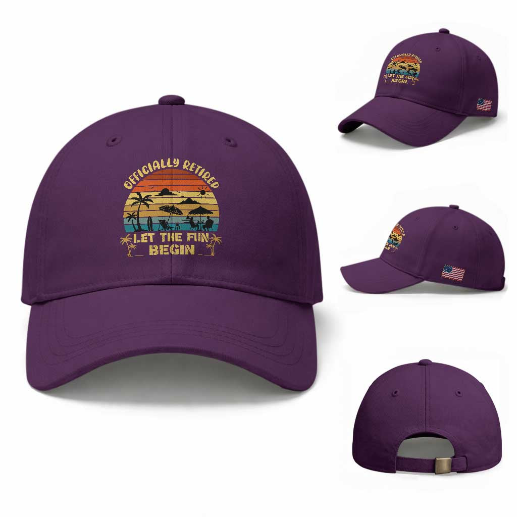 Retirement 2026 Baseball Cap Officially Retired Let The Fun Begin Retro TS10 Baseball Cap Universal Fit Purple Print Your Wear