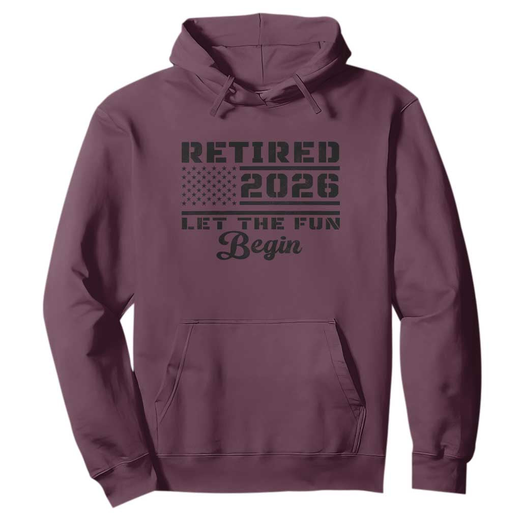 Retirement 2026 Hoodie Cool Retired Gift American Flag TS10 Maroon Print Your Wear