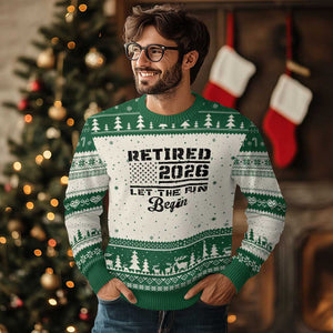 Retirement 2026 Ugly Christmas Sweater Cool Retired Gift American Flag TS10 Beige Green Print Your Wear