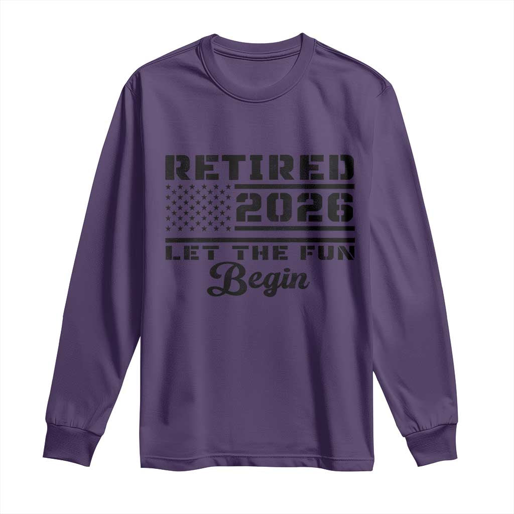 Retirement 2026 Long Sleeve Shirt Cool Retired Gift American Flag TS10 Purple Print Your Wear