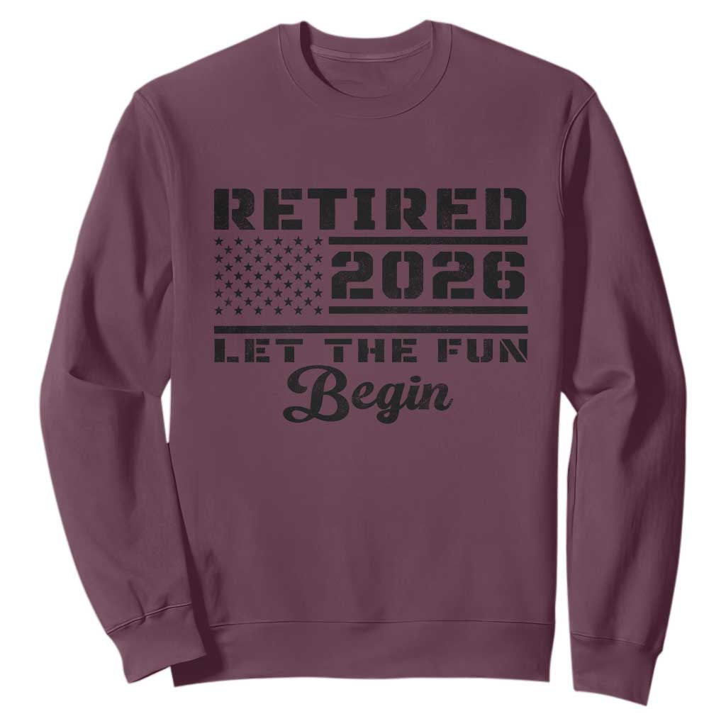 Retirement 2026 Sweatshirt Cool Retired Gift American Flag TS10 Maroon Print Your Wear