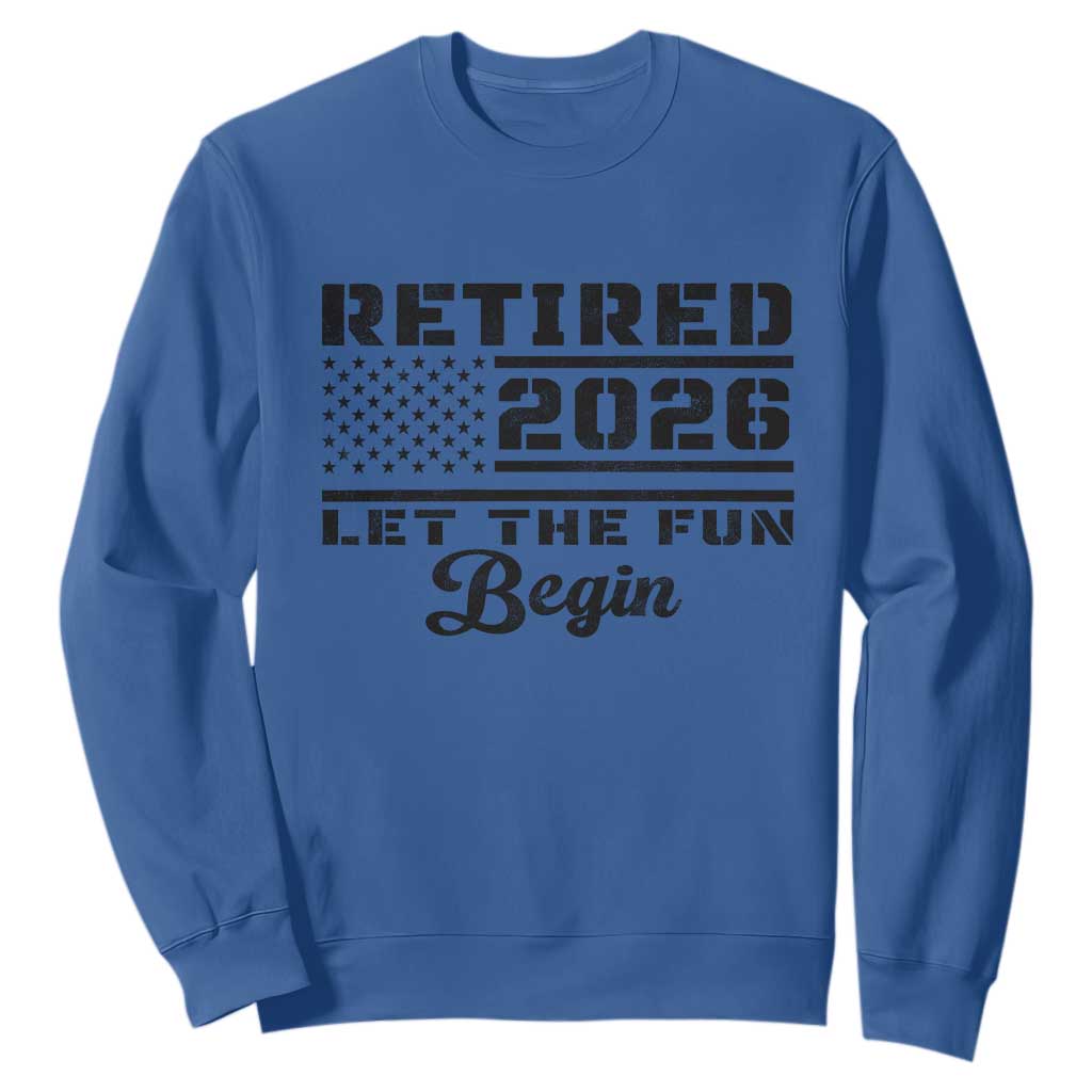 Retirement 2026 Sweatshirt Cool Retired Gift American Flag TS10 Royal Blue Print Your Wear
