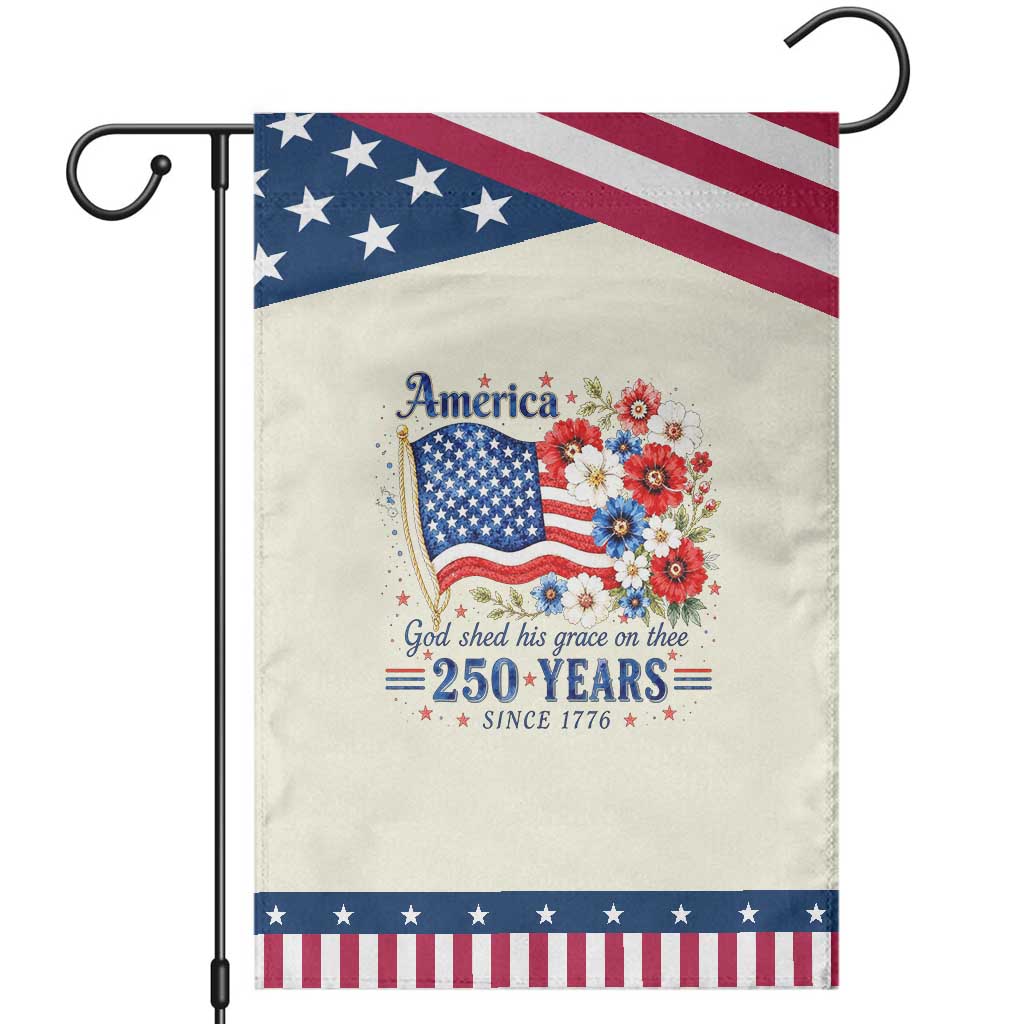 USA 250th Anniversary Flag Floral Graphic Patriotic Garden Flag 250 Years America Patriot 4th of July Patriotism Gift TS10 Modern Beige Blue Print Your Wear