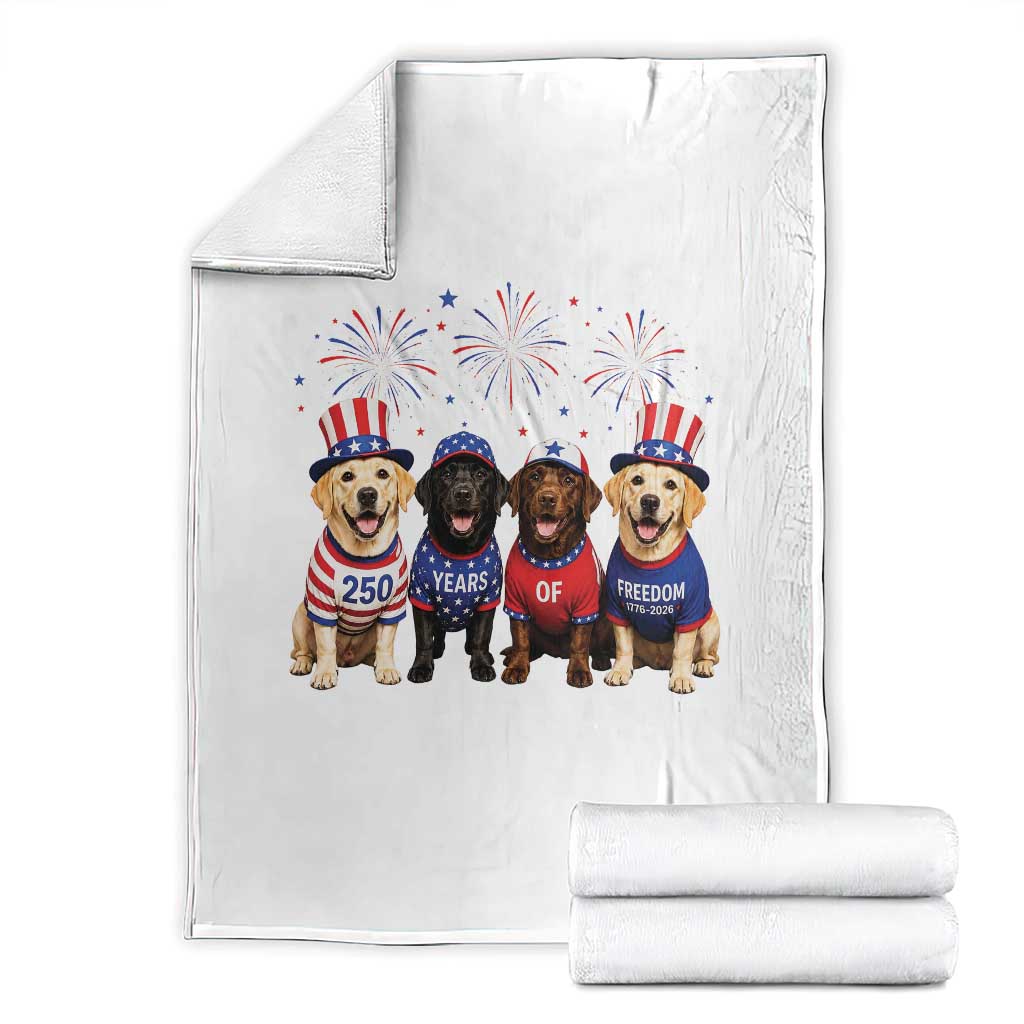 Labrador Retriever Americas 250th Anniversary Throw Blanket 4th July US 250 Years Of Freedom Dog Lovers 1776 2026 TS10 White Print Your Wear