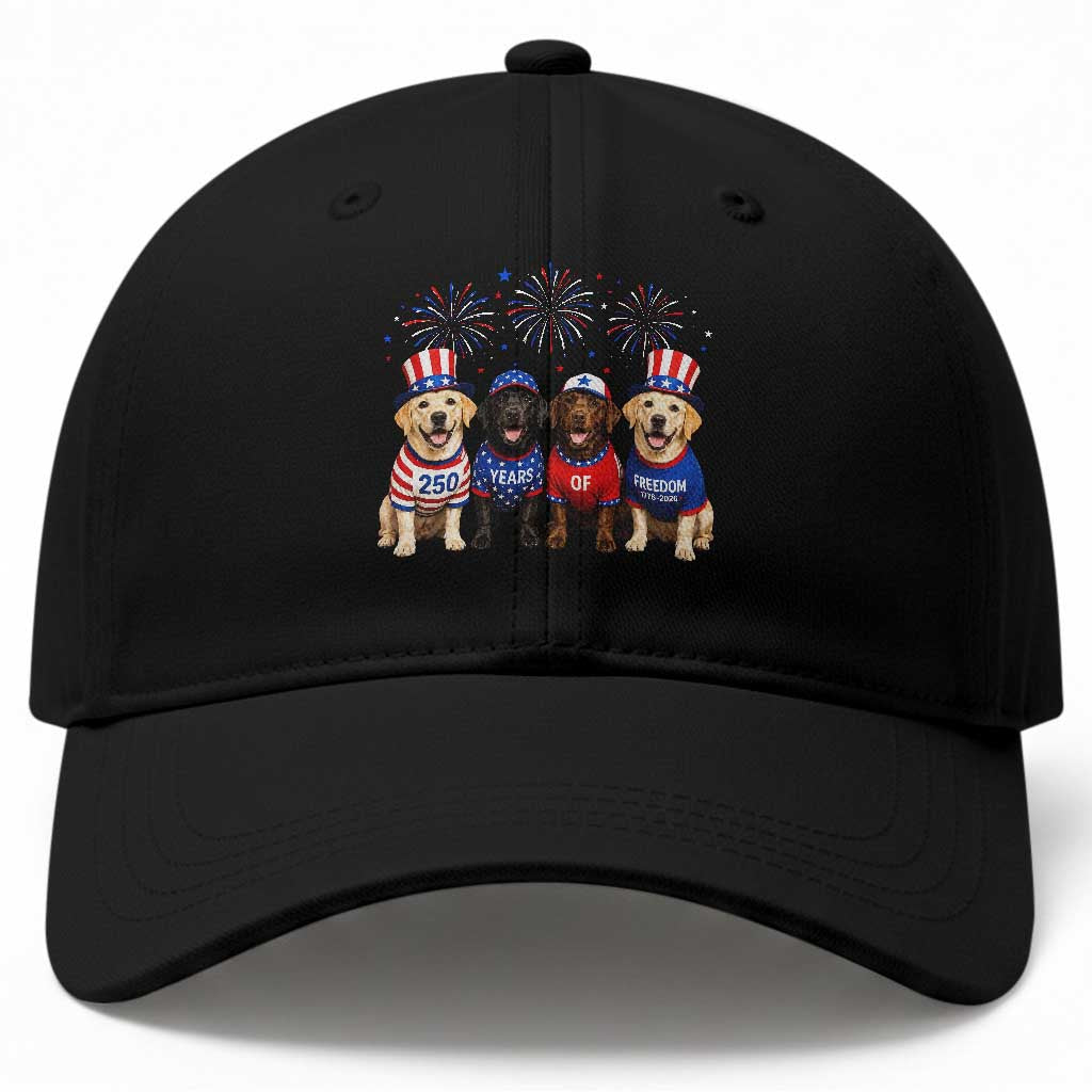 Labrador Retriever Americas 250th Anniversary Baseball Cap 4th July US 250 Years Of Freedom Dog Lovers 1776 2026 TS10 Print Your Wear
