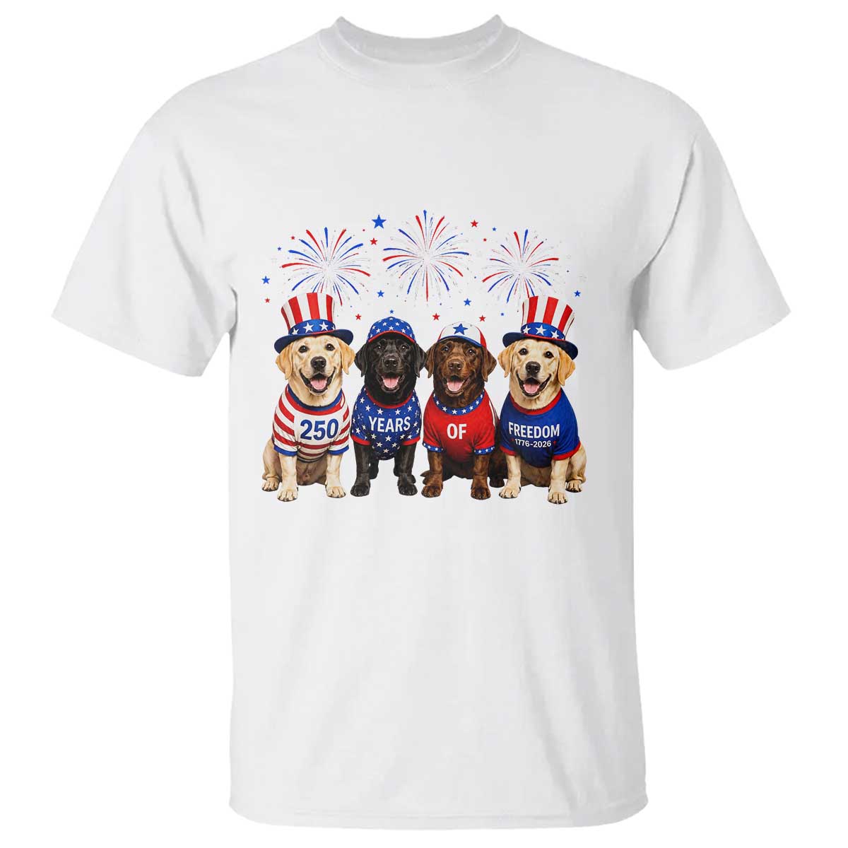 Labrador Retriever Americas 250th Anniversary T Shirt 4th July US 250 Years Of Freedom Dog Lovers 1776 2026 TS10 White Print Your Wear