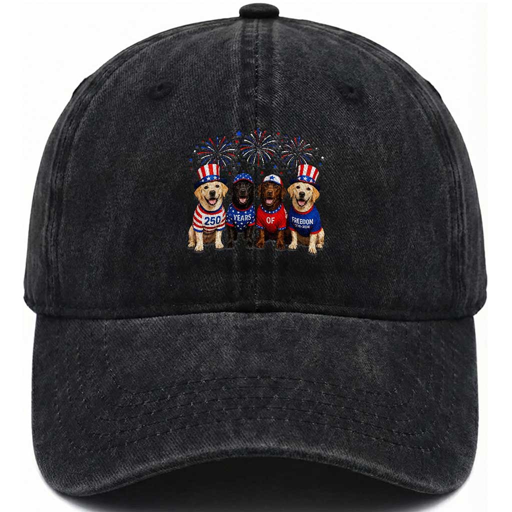 Labrador Retriever Americas 250th Anniversary Washed Cotton Baseball Cap 4th July US 250 Years Of Freedom Dog Lovers 1776 2026 TS10 Print Your Wear