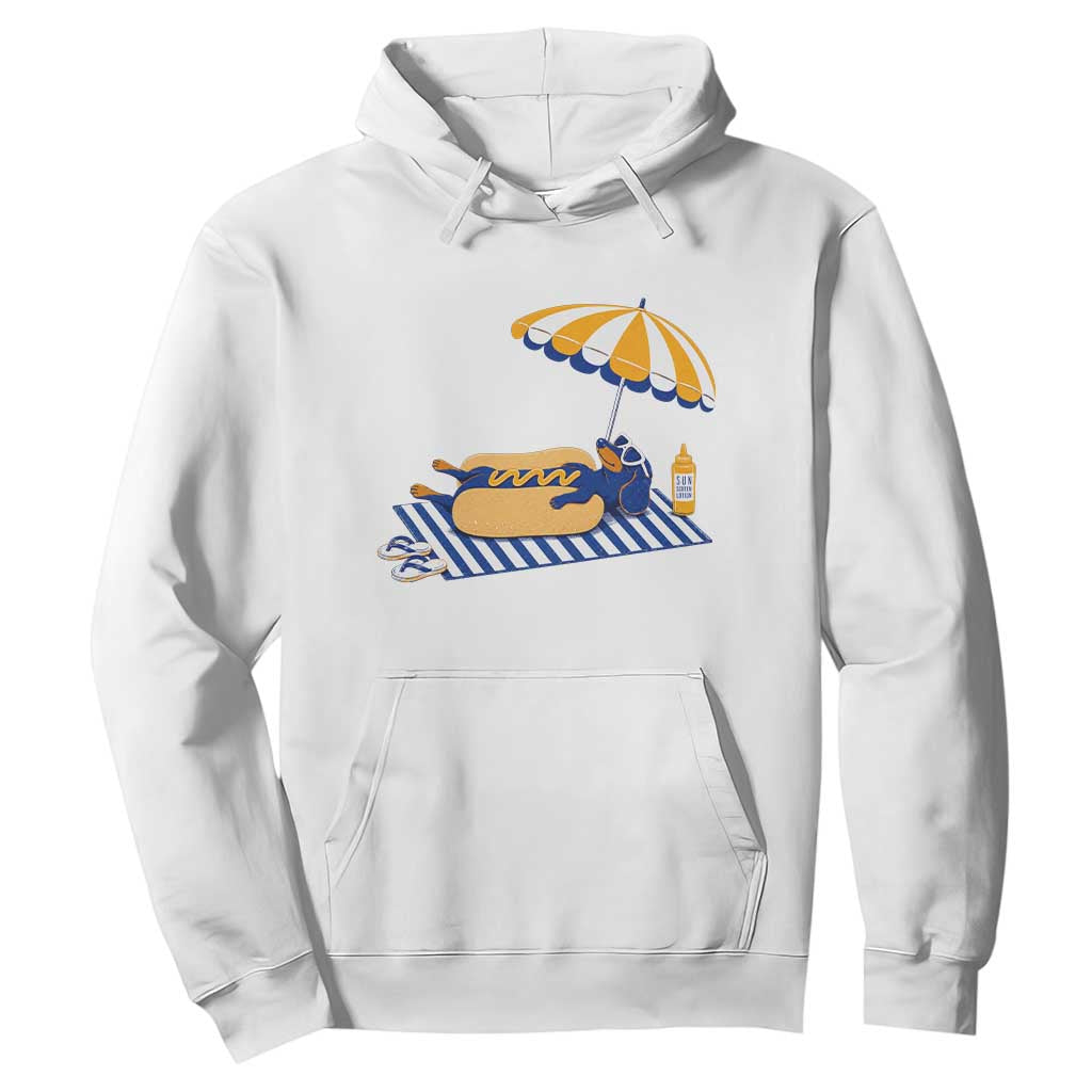 Funny Sausage Dog Hoodie Retro Summer Hot Dog Graphic Dachshund Dog Lover Gift TS10 White Print Your Wear