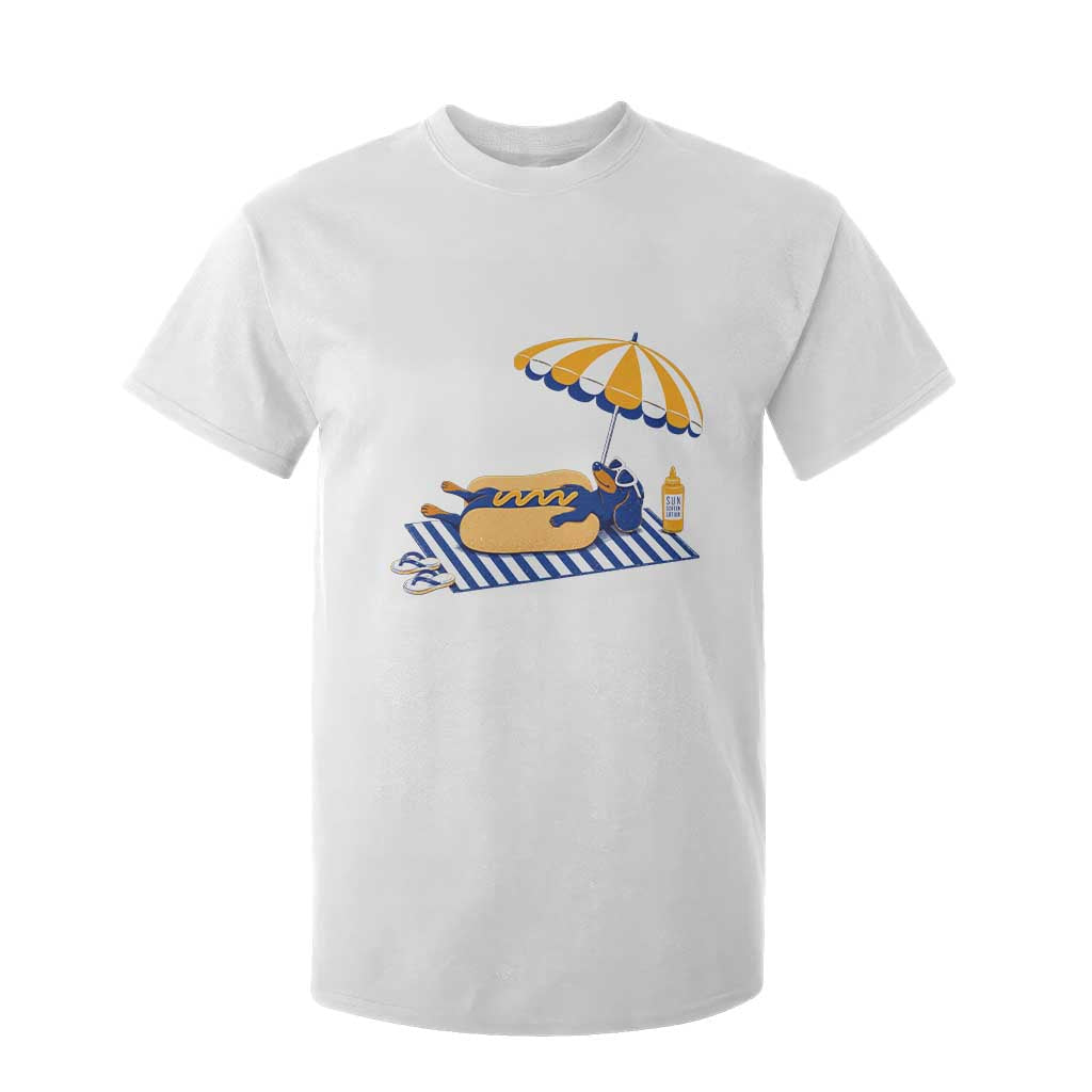 Funny Sausage Dog T Shirt For Kid Retro Summer Hot Dog Graphic Dachshund Dog Lover Gift TS10 White Print Your Wear