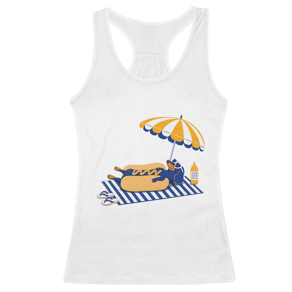 Funny Sausage Dog Racerback Tank Top Retro Summer Hot Dog Graphic Dachshund Dog Lover Gift TS10 White Print Your Wear
