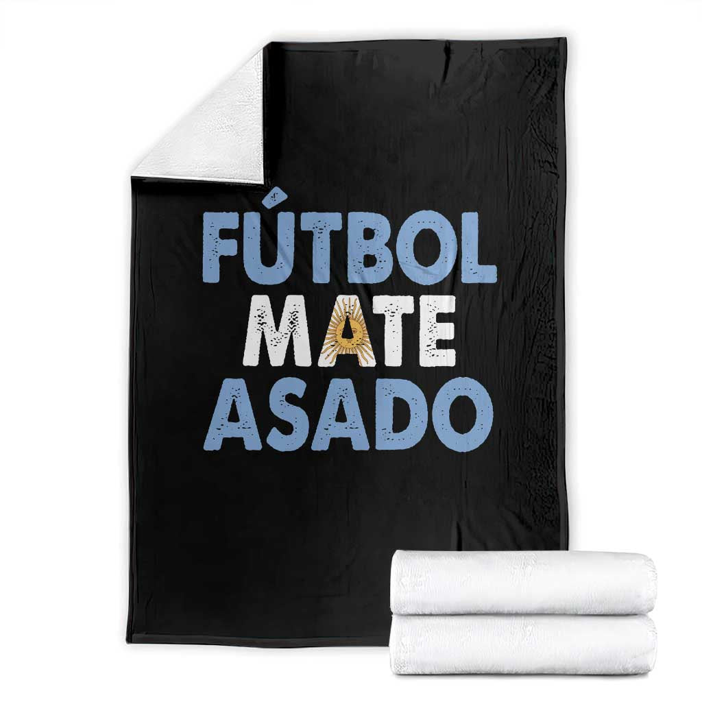 Futbol Mate Asado Argentina Soccer Fan Throw Blanket Argentinian Flag Pride Vintage Football Lovers TS10 Black Print Your Wear