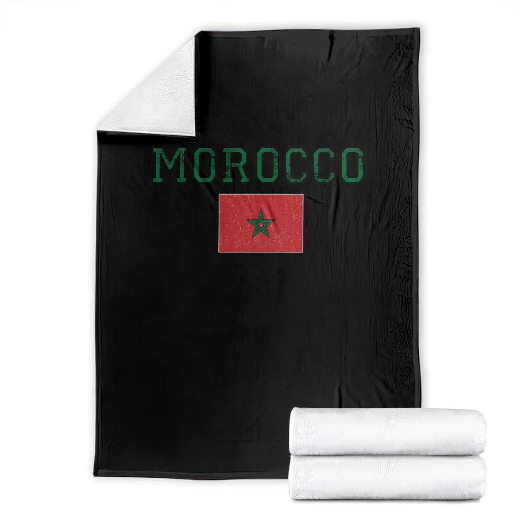 Vintage Morocco Flag Throw Blanket Distressed Graphic Heritage Pride Gift for Moroccan TS10 Black Print Your Wear