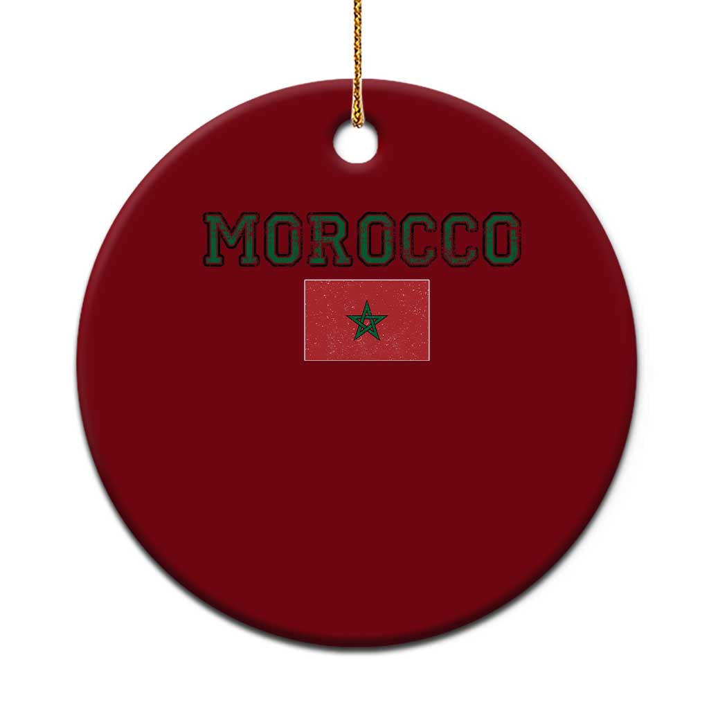 Vintage Morocco Flag Ceramic Ornament Distressed Graphic Heritage Pride Gift for Moroccan TS10 1pc Red Print Your Wear