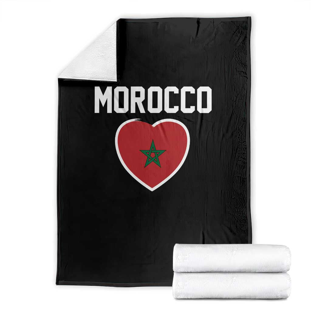 Morocco Heart Flag Throw Blanket Patriotic Love Gift for Proud Moroccan TS10 Black Print Your Wear