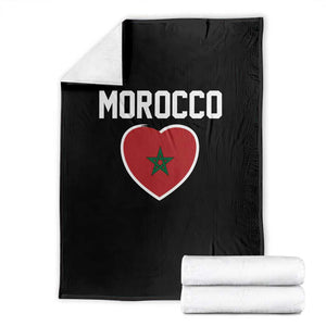 Morocco Heart Flag Throw Blanket Patriotic Love Gift for Proud Moroccan TS10 Black Print Your Wear