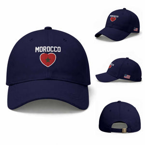 Morocco Heart Flag Baseball Cap Patriotic Love Gift for Proud Moroccan TS10 Baseball Cap Universal Fit Dark Blue Print Your Wear