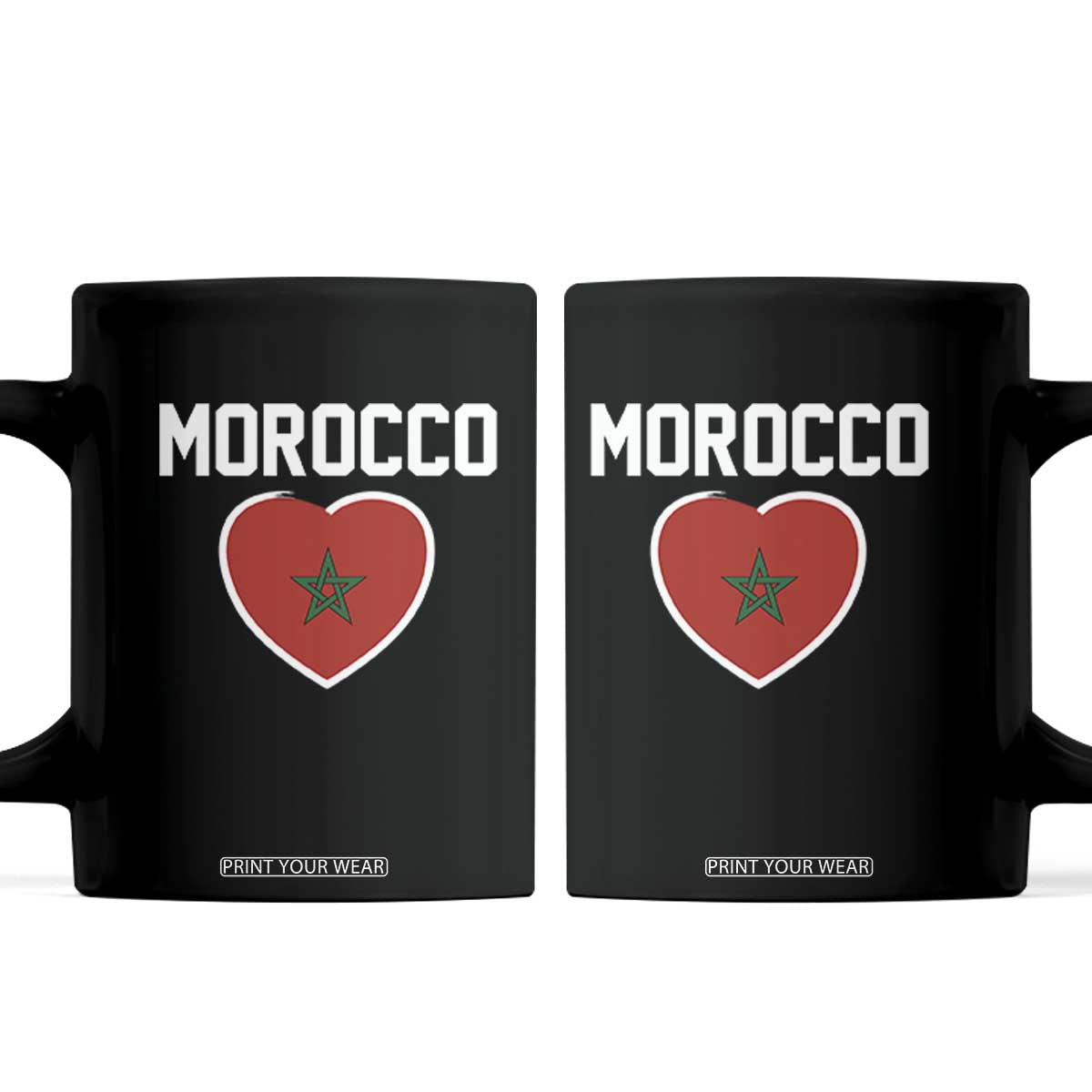 Morocco Heart Flag Coffee Mug Patriotic Love Gift for Proud Moroccan TS10 Black Print Your Wear