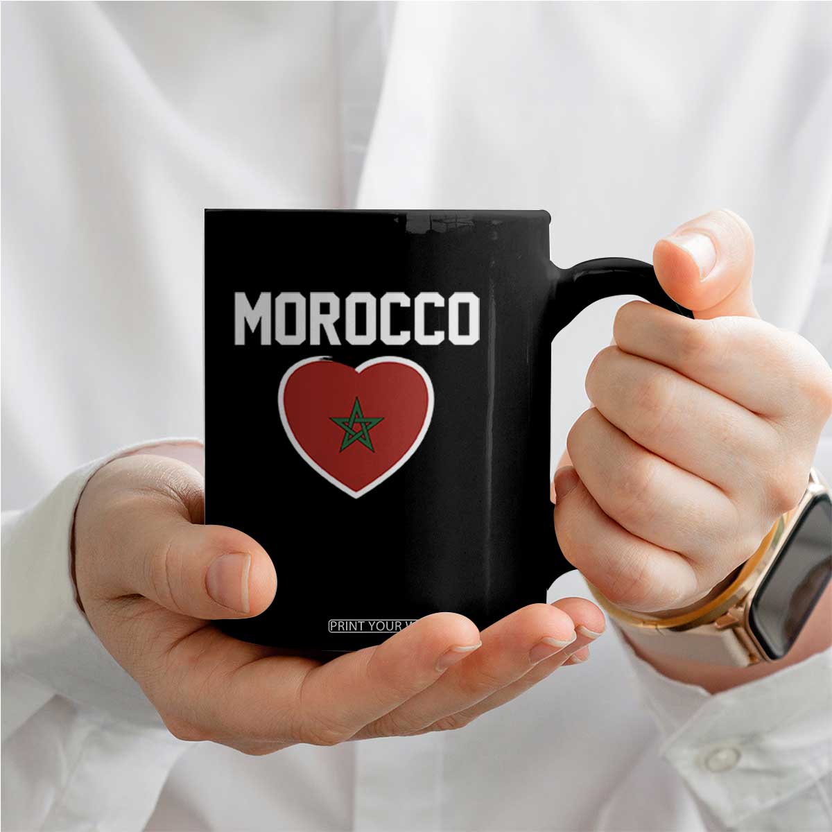 Morocco Heart Flag Coffee Mug Patriotic Love Gift for Proud Moroccan TS10 Print Your Wear