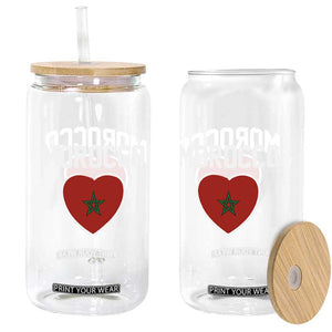 Morocco Heart Flag Glass Can Patriotic Love Gift for Proud Moroccan TS10 Print Your Wear