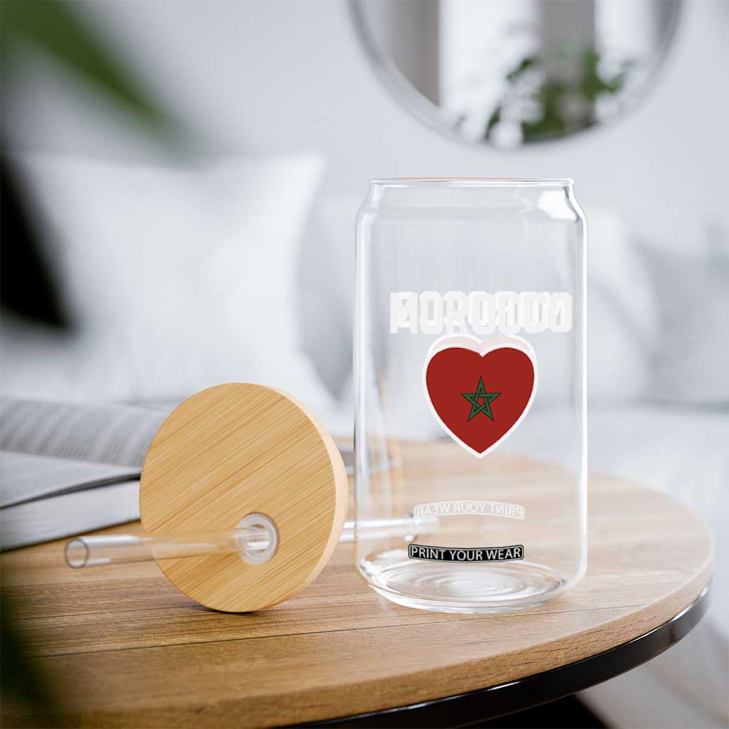 Morocco Heart Flag Glass Can Patriotic Love Gift for Proud Moroccan TS10 Print Your Wear