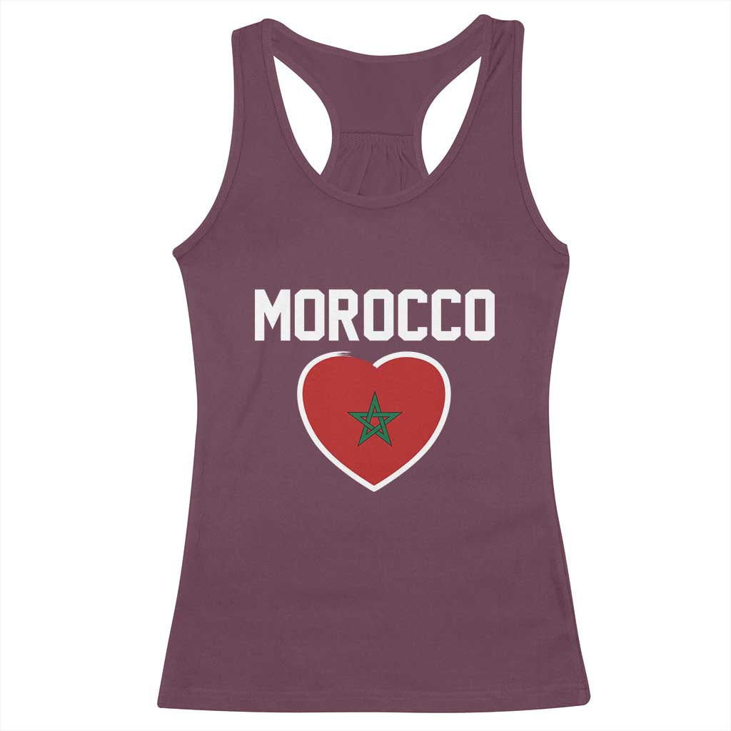 Morocco Heart Flag Racerback Tank Top Patriotic Love Gift for Proud Moroccan TS10 Maroon Print Your Wear