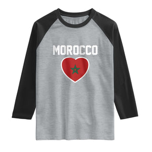 Morocco Heart Flag Raglan Shirt Patriotic Love Gift for Proud Moroccan TS10 Heather Gray Black Print Your Wear