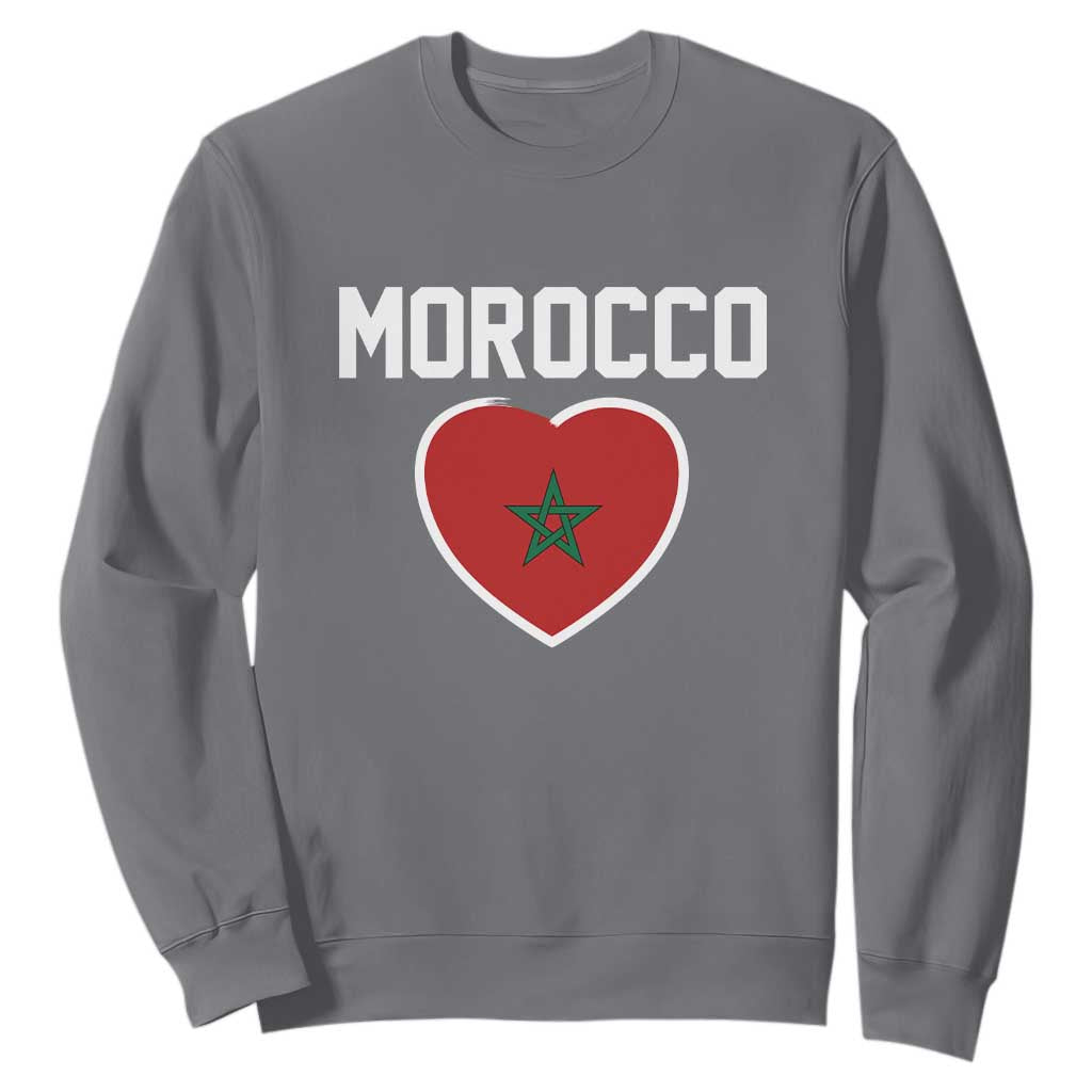 Morocco Heart Flag Sweatshirt Patriotic Love Gift for Proud Moroccan TS10 Charcoal Print Your Wear