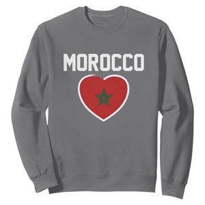 Morocco Heart Flag Sweatshirt Patriotic Love Gift for Proud Moroccan TS10 Charcoal Print Your Wear