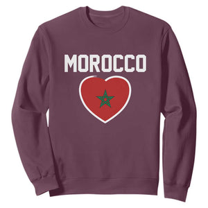 Morocco Heart Flag Sweatshirt Patriotic Love Gift for Proud Moroccan TS10 Maroon Print Your Wear