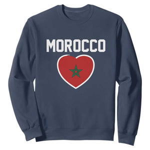 Morocco Heart Flag Sweatshirt Patriotic Love Gift for Proud Moroccan TS10 Navy Print Your Wear