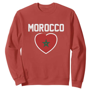 Morocco Heart Flag Sweatshirt Patriotic Love Gift for Proud Moroccan TS10 Red Print Your Wear