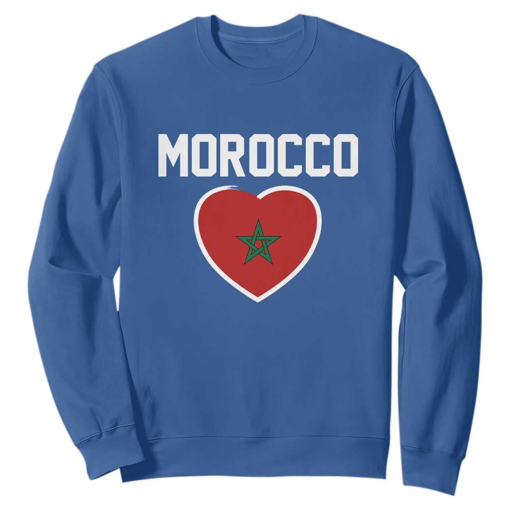 Morocco Heart Flag Sweatshirt Patriotic Love Gift for Proud Moroccan TS10 Royal Blue Print Your Wear