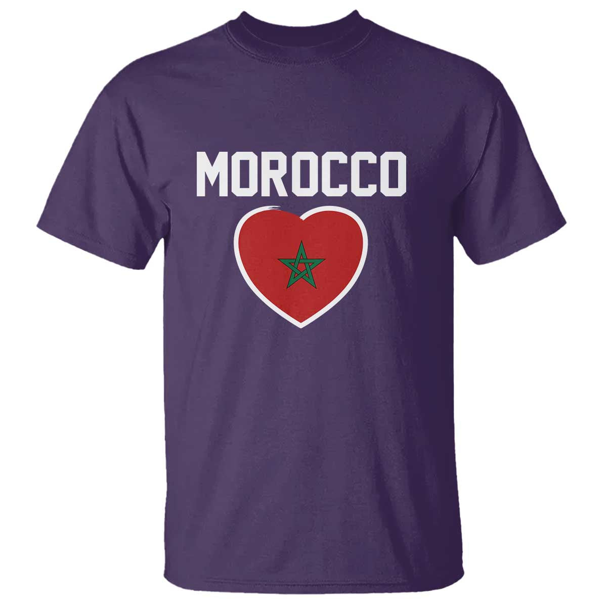 Morocco Heart Flag T Shirt Patriotic Love Gift for Proud Moroccan TS10 Purple Print Your Wear