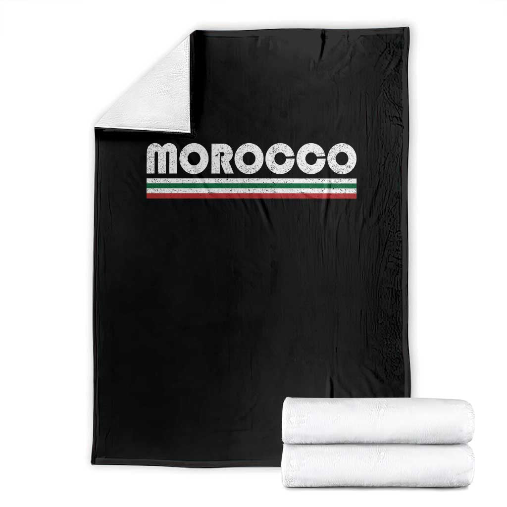 Morocco Throw Blanket Retro Vintage Stripes Patriotic Pride Gift for Proud Moroccan TS10 Black Print Your Wear