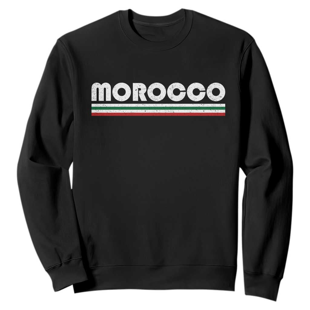 Morocco Sweatshirt Retro Vintage Stripes Patriotic Pride Gift for Proud Moroccan TS10 Black Print Your Wear