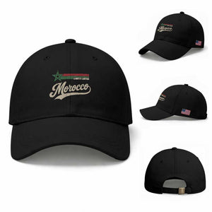 Morocco Baseball Cap Limited Edition Vintage Moroccan Pride Retro TS10 Baseball Cap Universal Fit Black Print Your Wear