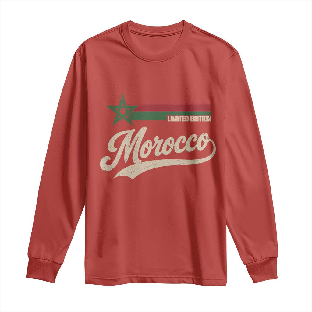 Morocco Long Sleeve Shirt Limited Edition Vintage Moroccan Pride Retro TS10 Red Print Your Wear