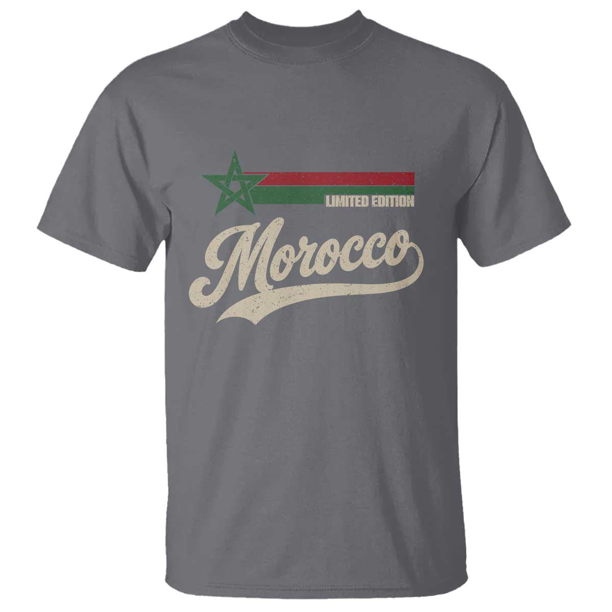 Morocco T Shirt Limited Edition Vintage Moroccan Pride Retro TS10 Charcoal Print Your Wear